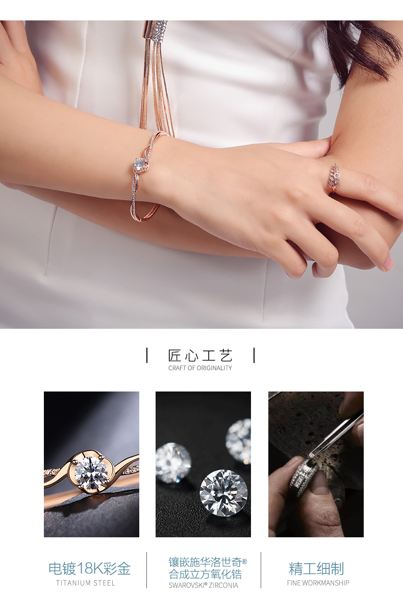 Vòng tay nữ phiên bản Hàn Quốc cá tính Sen đôi vòng tay Quà tặng sinh nhật đơn giản cho bạn gái để thiết lập Swarovski zirconium - Vòng đeo tay Cuff vòng gỗ trầm hương