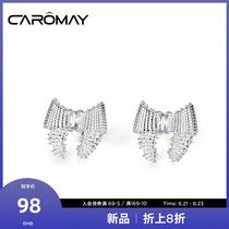 CAROMAY Cool Butterfly Knot Earrings Woman 925 Pure Silver Light Luxury Superior Earnins Personality New Earrings