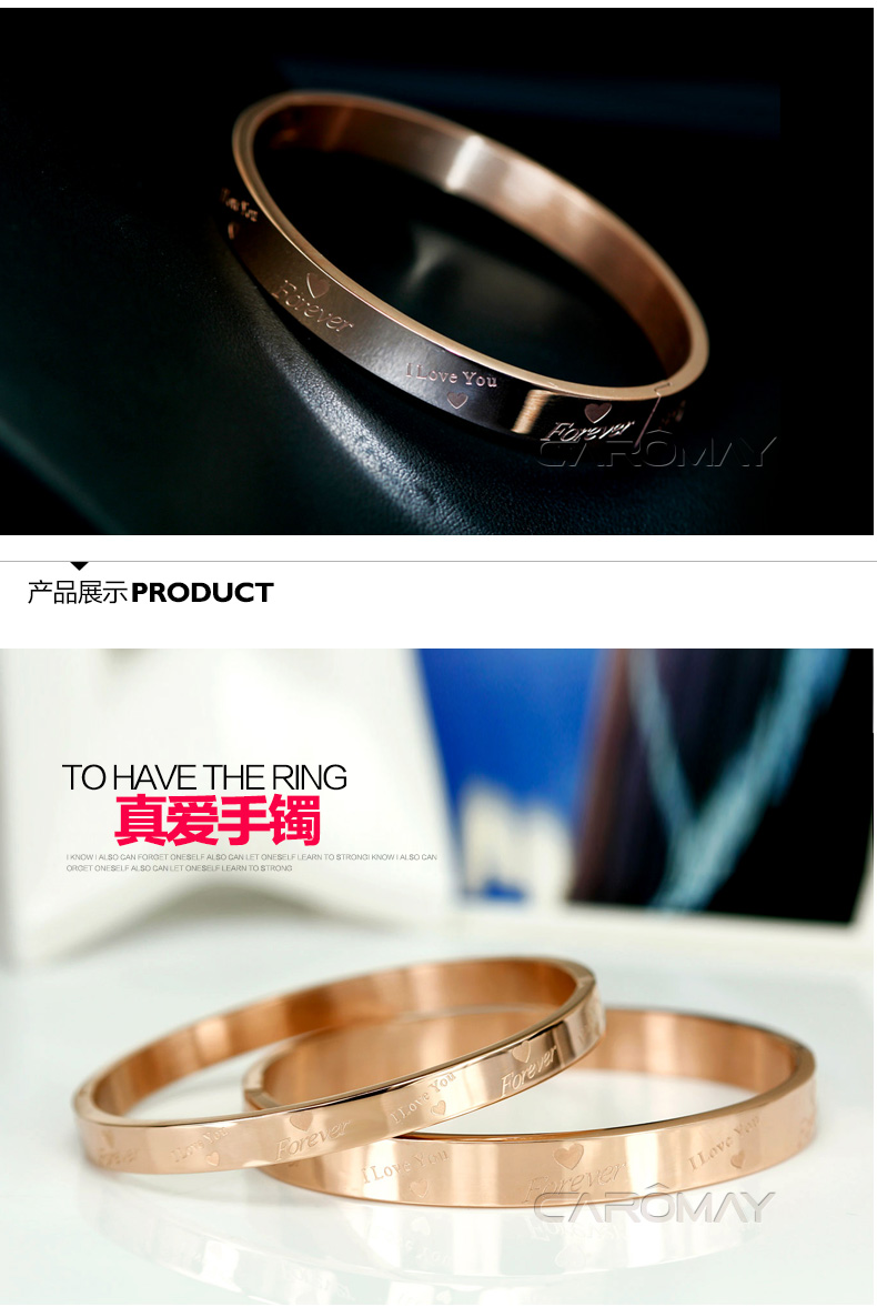 Trang sức Caroline Hàn Quốc titan thép mạ vàng 18K vòng tay vàng nam và nữ chic chic vòng đeo tay quà tặng sinh nhật vòng gỗ huyết rồng
