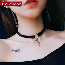 Korean version of retro choker necklace female black short collarbone necklace Korean simple neck strap neck jewelry collar