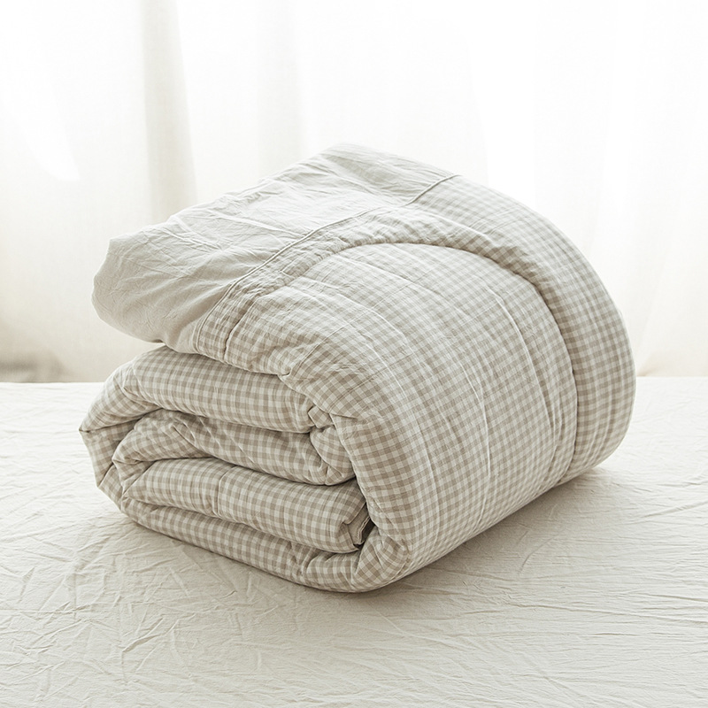 Heating room thin section autumn and winter washed cotton small plaid cotton spring and autumn quilt student dormitory quilt core Japanese-style quilt