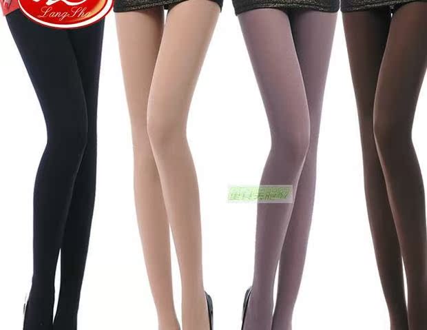 Langsha đích thực vớ lụa 120D nhung dày mùa xuân và mô hình mùa thu nữ kích thước lớn chống móc lụa đáy quần màu thịt tất ngắn