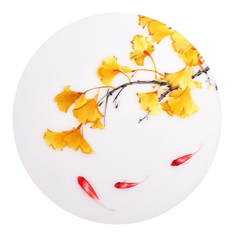 Su Embroidery Diy Kit Beginnue Stitches to Ginkgo Biloba Carp Year More Than Manual Self-Learning Embroidery