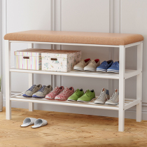 Shoe stool-style shoe cabinet modern simple wrought iron door multi-layer shoe rack can sit storage home long bar storage shoe stool