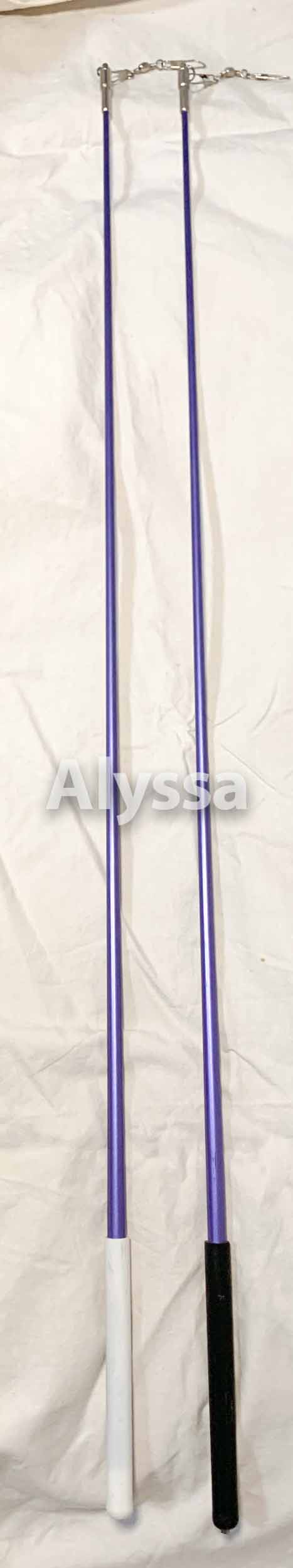 Alyssa rhythmic gymnastics ribbon stick 50 cm for children only (metal purple rod - white black handle)