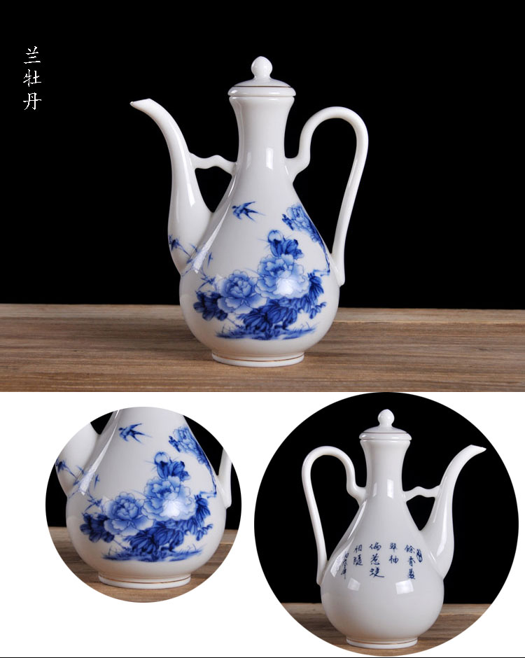 Jingdezhen nồi rượu vang gốm sứ một pound bình sứ màu xanh và trắng có thể được đun nóng ấm rượu bình nhỏ - Rượu vang giá treo ly rượu vang để bàn