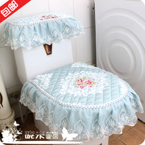 Toilet three-piece cushion thickened velvet winter practical universal zipper winter cute Nordic lace