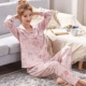 Bộ đồ ngủ nữ mùa xuân và mùa thu cotton dài tay phiên bản Hàn Quốc của bộ đồ công chúa rộng rãi ngọt ngào và đáng yêu đồ bộ mặc nhà cao cấp