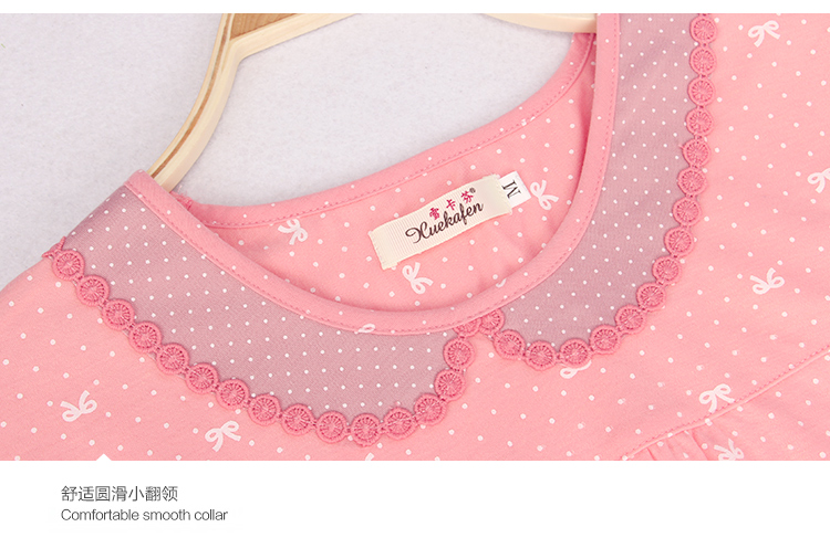 Bộ đồ ngủ cotton dài tay mùa xuân và mùa thu cộng với phân bón XL lỏng cotton nữ mỏng phần mỡ MM tháng phục vụ mùa hè đầm ngủ đẹp