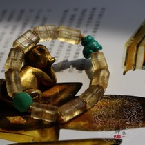 Ancient jewelry Western Zhou Dynasty yellow fluorite bamboo knot turquoise auspicious animal turtle amazonite old gold bracelet