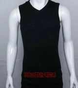 Chim đỏ ngực đàn ông bó sát co giãn bông co giãn không tay màu đen và trắng