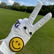 Korean PG Golf Gloves Women Fashion Stars Big Laughs Face Breathable Girls Gloves GOLF Non-glisser Wear and Double