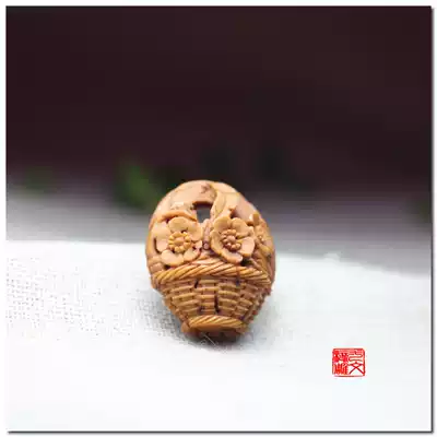 Maotao nuclear carving boutique flower basket pure hand-made three-dimensional carving evil pendants wild peach walnut basket