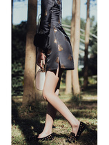 One two custom cheongsam improved girl autumn and winter thick warm small jacket slim sweet dress sexy black bee