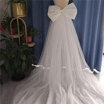 Bow back trailing mesh gauze handmade DIY wedding dress accessories photo props pin trailing
