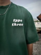 typethree 280G heavy cotton washed old and destroyed T-shirt American retro street hand-sprayed white ink