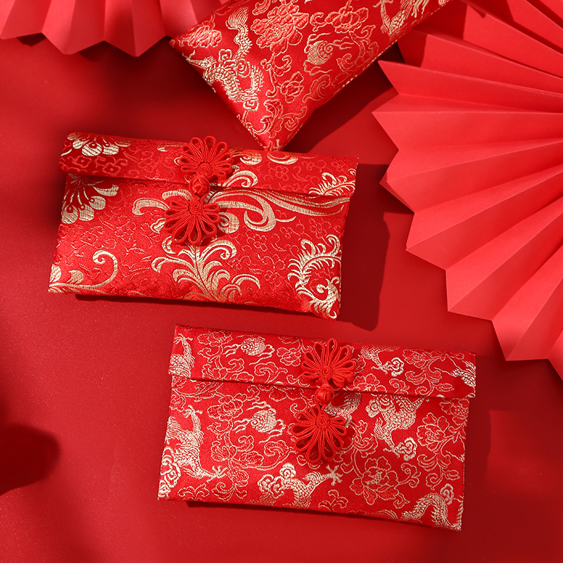 Wedding red envelopes High-grade brocade fabric retro plate buckle re-opening 10,000 yuan big red bag New Year and Spring Festival profit