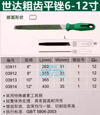 Shida tools fine tooth flat file fitter flat file Medium tooth shaping flat file coarse tooth square plate file steel square file four-lensed file