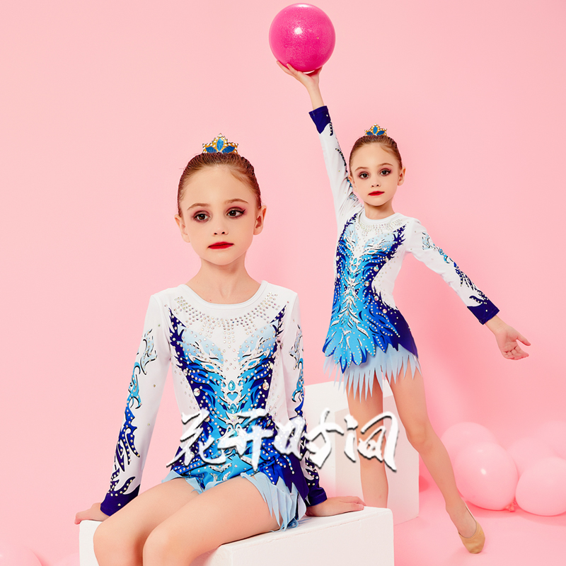 子供用新作フラワーボールチアリーディングパフォーマンス衣装、女子新体操衣装、チアリーディング競技ユニフォーム、パフォーマンス衣装