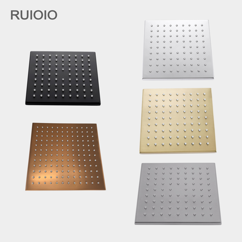 All-Copper Thickened Top Spray Square Shower Head with Pressurized Rain Shower, Large Single-Head Bathroom Showerhead