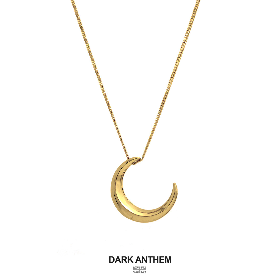 DARK ANTHEM Accented DB series String MOON British trend UNISEX cool 925 SILVER MEN's and women's necklace GOLD plated