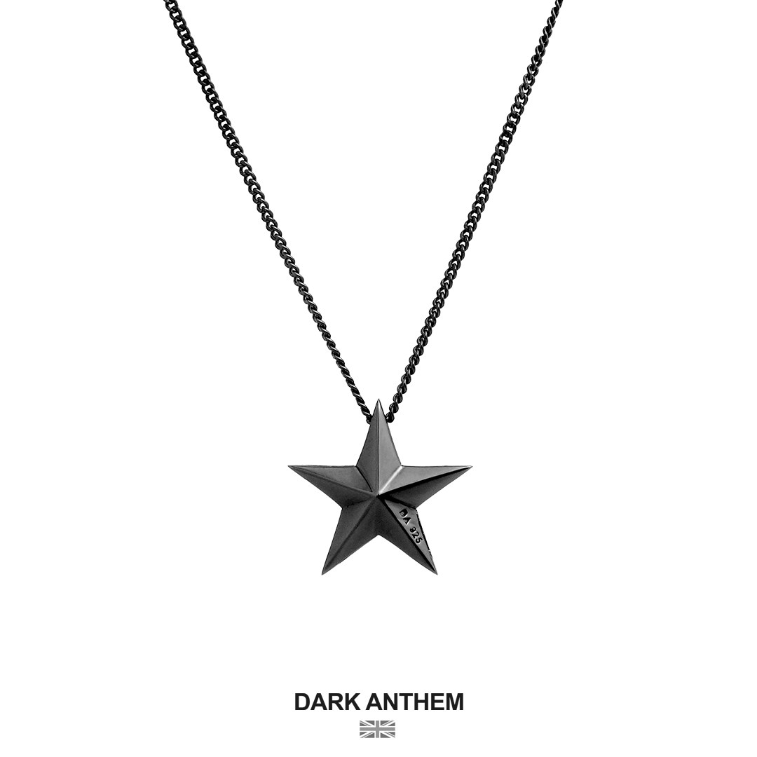 Dark Anthem Black Necklace Sterling Silver Necklace for men and women with simple personality niche