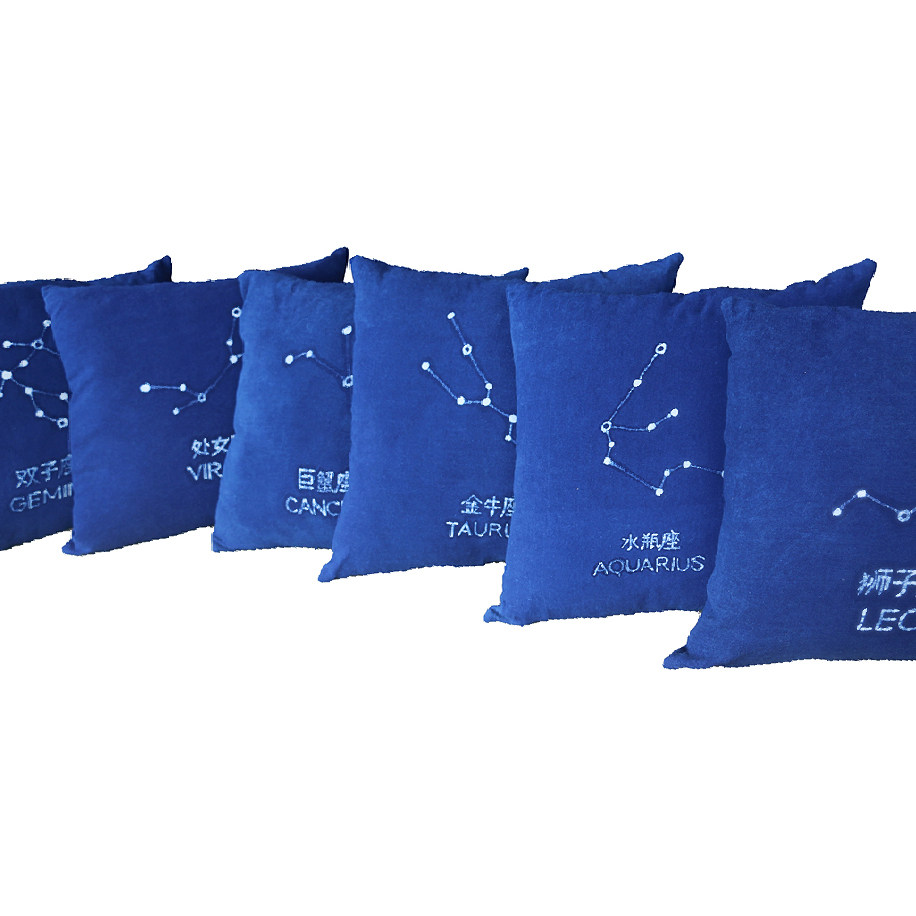 Blue Dyeing Wax-dyed handmade cloth hugging pillow resting on pillows twelve Constellation Living-room Vehicular Lunchtime Modern Minimalist Waist Pillow Customised
