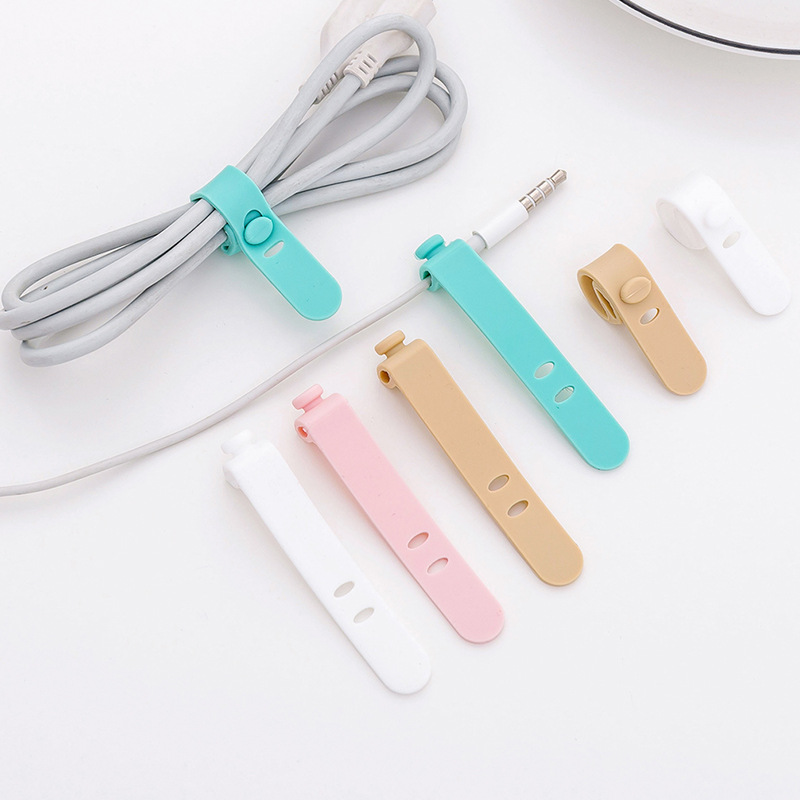 Simple silicone earphone data cable winding storage buckle winding device button belt organizer finishing wire harness universal
