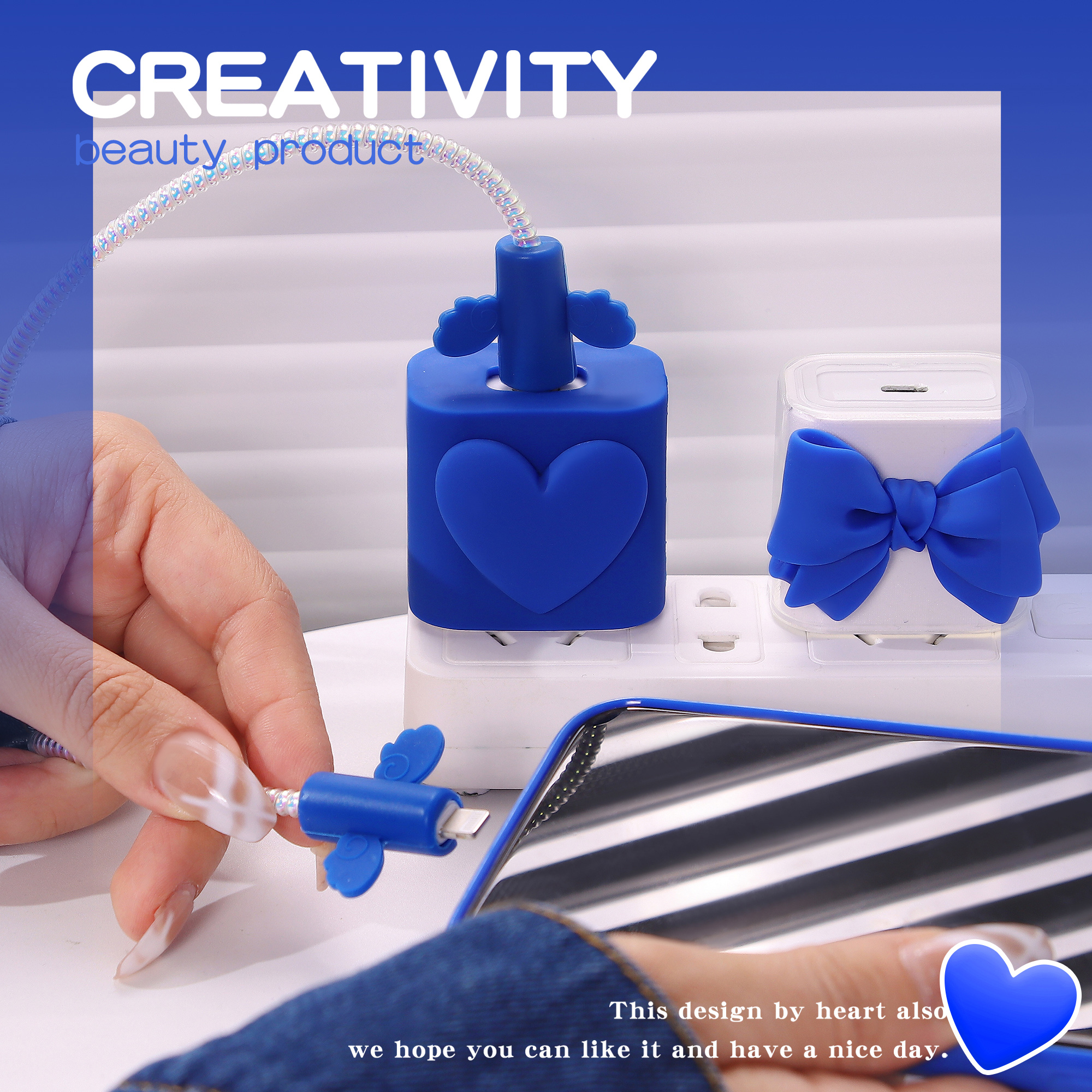Klein blue Apple 13 data cable protective cover ~ 20w mobile phone 11promax charger head 12 anti-break
