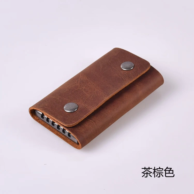 Túi xách nam khóa da công suất lớn đa chức năng da lộn siêu mỏng Túi chìa khóa đơn giản handmade nữ