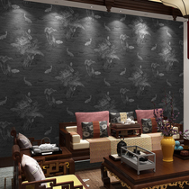 Seamless wall cloth New Chinese bedroom living room TV background wall cloth Chinese style gray plain high-grade jacquard wall cloth