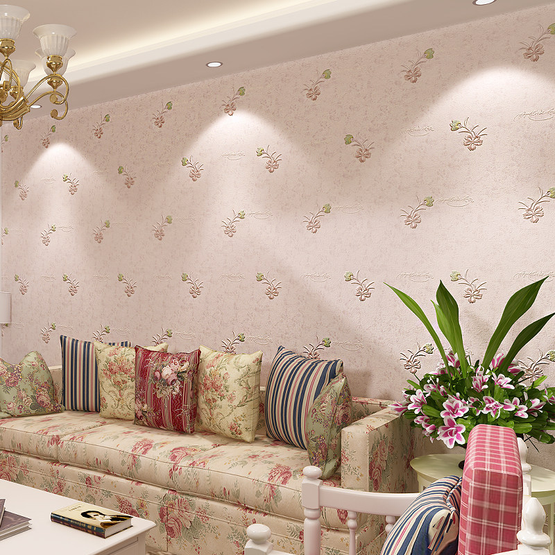 High-end Three-dimensional Embroidery Modern American Bedroom Living Room TV Background Wall Cloth Jacquard Fresh Fields Seamless Wall Cloth