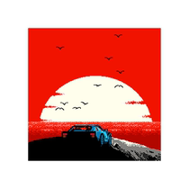 Nostalgic Steam Wave Electronic Sports Car Sunset Cyberpunk citypop Sunset Music Poster Decoration Posters