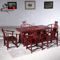 Mahogany tea table African sour branch wood kung fu tea table chair combination Chinese all solid wood office tea table tea set