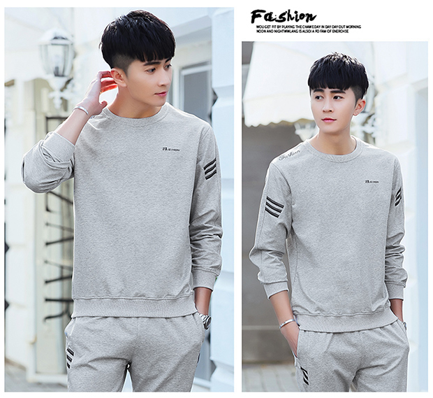 Bộ đồ thể thao nam mùa xuân và mùa thu cổ tròn cộng với bộ đồ nhung dày thường xuyên chạy bộ set áo len rộng cỡ lớn hai mảnh bộ quần áo gió nam lining