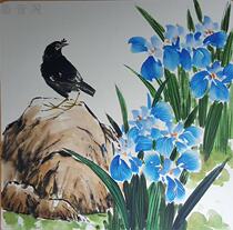 Pure hand-painted Chinese painting starlings