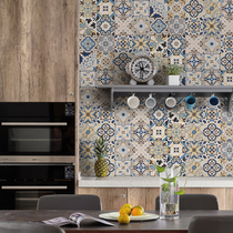 Personality blue art tiles Kitchen toilet wall tiles Floor tiles Bed and breakfast background wall flowers hot pot restaurant tiles