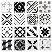 Nordic black and white brick homestay flower piece geometric mosaic tile kitchen wall floor tile chain store art brick 300