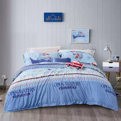 Fuana Home Textile Children's four-piece cotton cotton cartoon bed hats quilt cover three-piece bedding