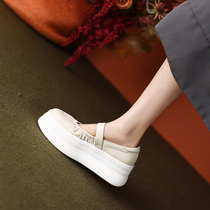 Thick soles increase the English wind retro leather shoes pine sole small leather pine leather baby leather shoes small white shoes