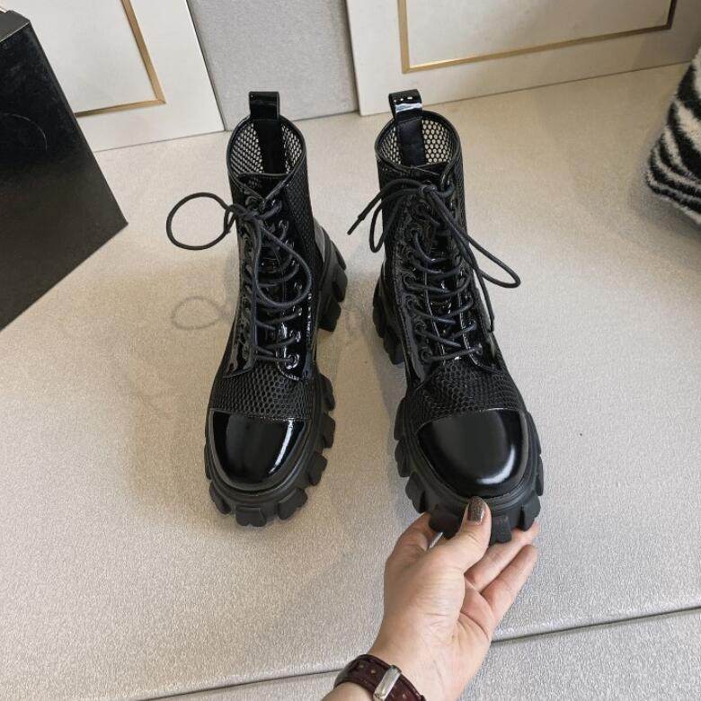 Martin Boots Woman Summer Thin breathable mesh yarn hollowed-out cool boots Inlenty wind thick bottom pine pastry short boots mesh boots with small feet
