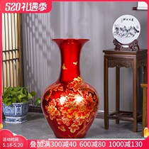 Jingdezhen Ceramic Ware China Red Crystal Glaze Floor Large Vase Modern Living Room Home Decoration Handicraft Swing Piece