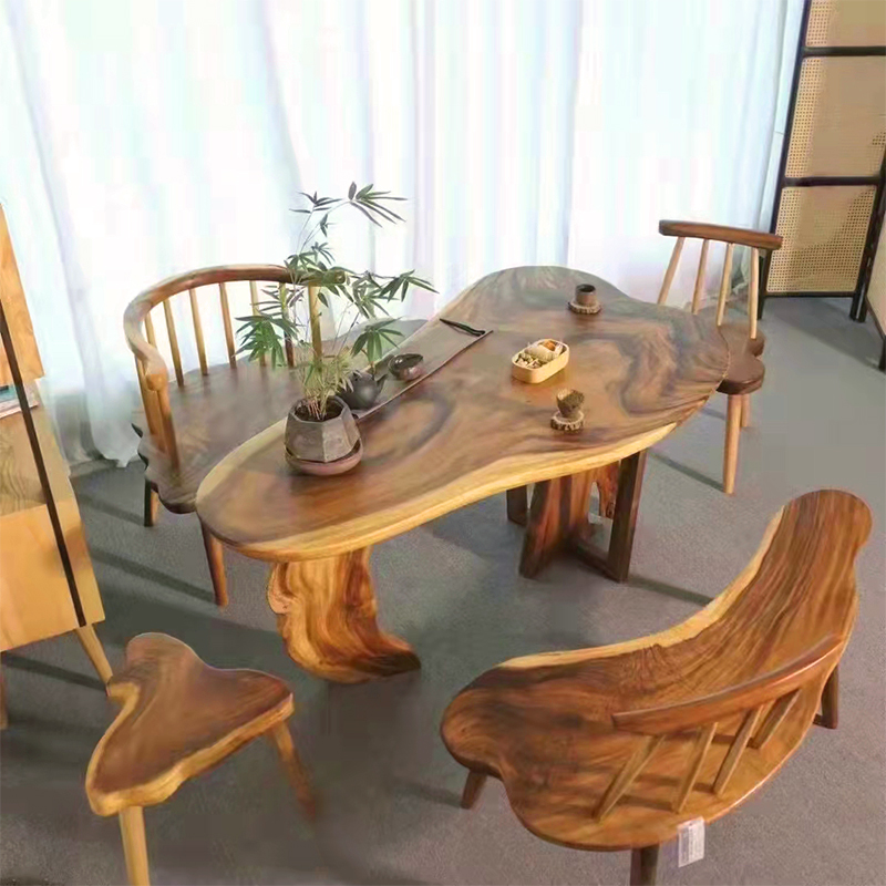 Hupeach Wood Large Board Solid Wood Living Room Tea Table Minima Modern Little Tea Table Chair Group Full House With Small Family Balcony Tea Table