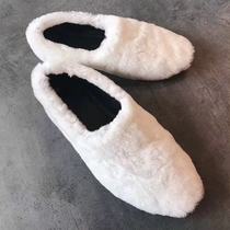 Single shoes womens 2021 New plus velvet net red flat cotton shoes winter outside wearing a pedal bean laddy shoes white wool shoes