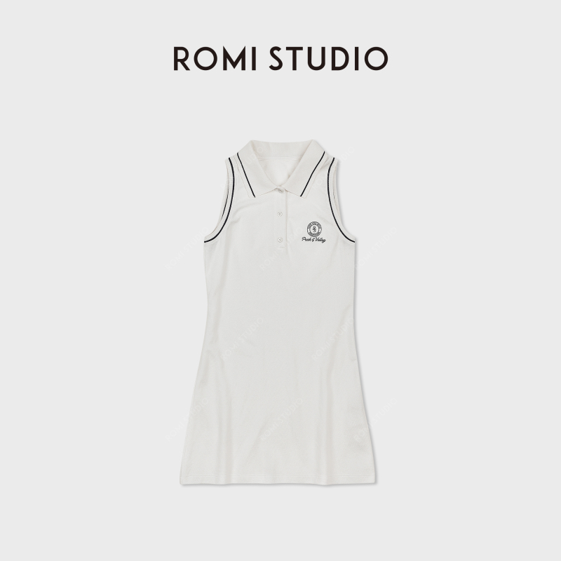 Romi Studio Pique Cotton Polo Collar Sleeveless Slimming Sports Tennis Dress Rwcald6724 Romi Studio Pique Cotton Polo Collar Sleeveless Slimming Sports Tennis Dress Rwcald6724