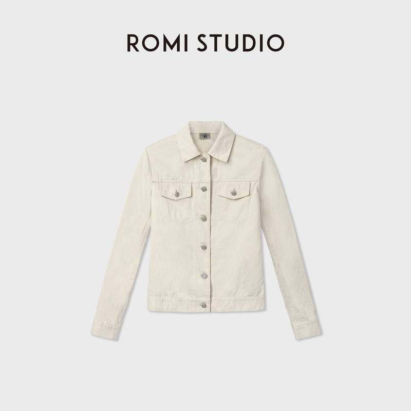 Romi Studio Vintage Jacket Pure Cotton Distressed Casual Lapel Jacket Rwdawe4302