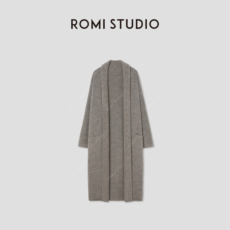 Romi Studio as Warm as Ever, Sheep Wool and Alpaca Wool Blended Soft and Waxy Long Cardigan Rw24Ws71198