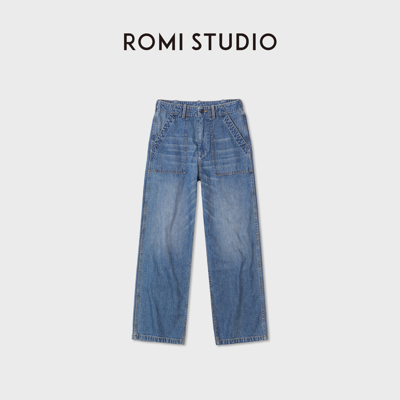 Romi Studio High-Quality Raw Cotton Twill Texture Denim Pocket Jeans Rwdsx83807
