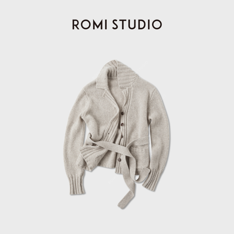 Romi Studio Relaxed and Casual Yak Wool Sheep Wool Thumb Hole Cardigan Sweater Rwcasz5666