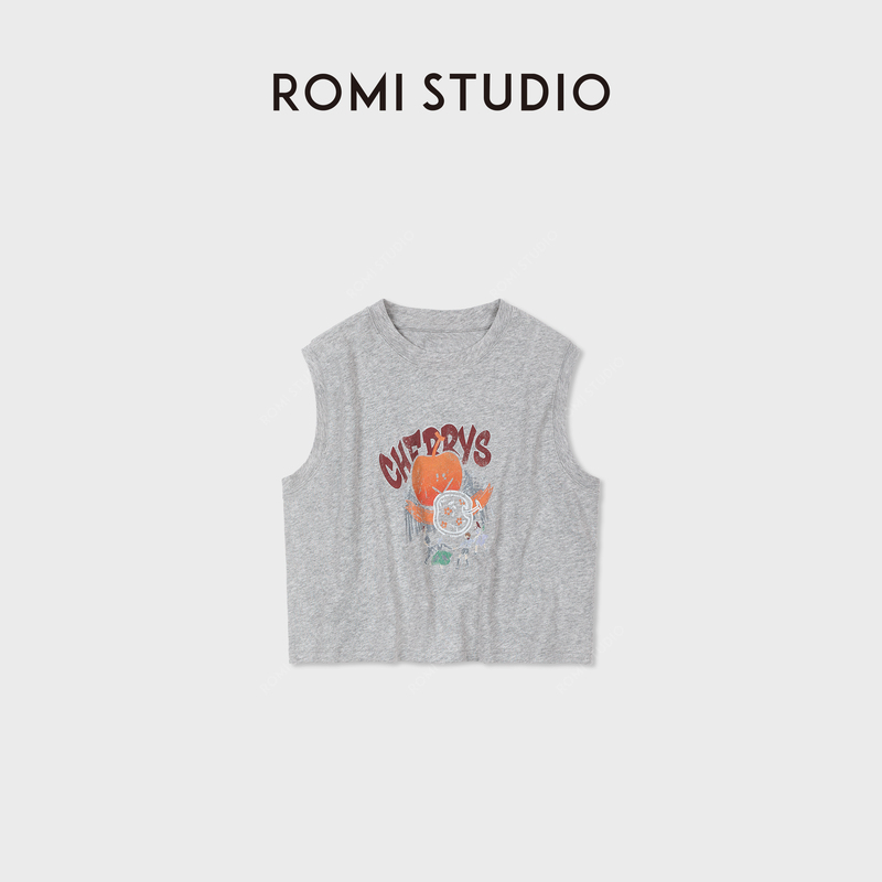 Romi Studio Blended Skin-Friendly Letter Print Round Neck Sleeveless Vest Rwdrsl2768